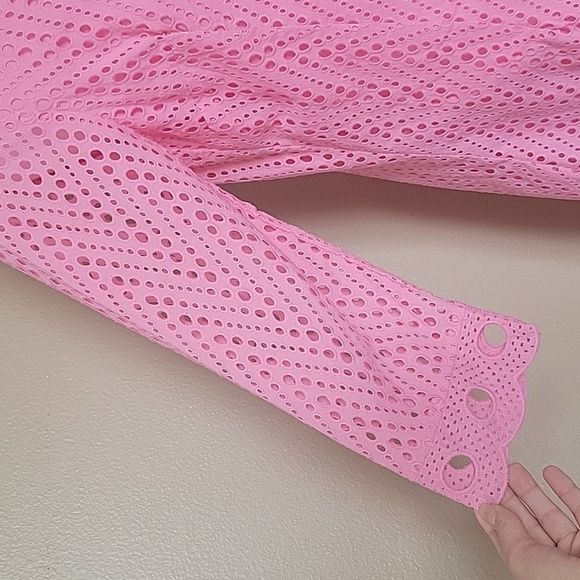 Crown & Ivy Pink Eyelet Mini Shift Dress - Size 10 - Picture 3 of 6